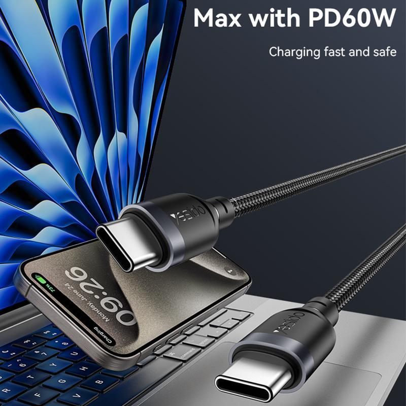 USB C To USB C Cable 60W Fast Charging Braided Data Cable 5
