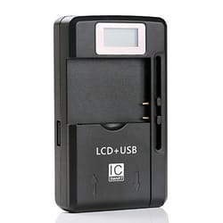 smart universal phone battery charger with lcd display & usb output for li ion batteries