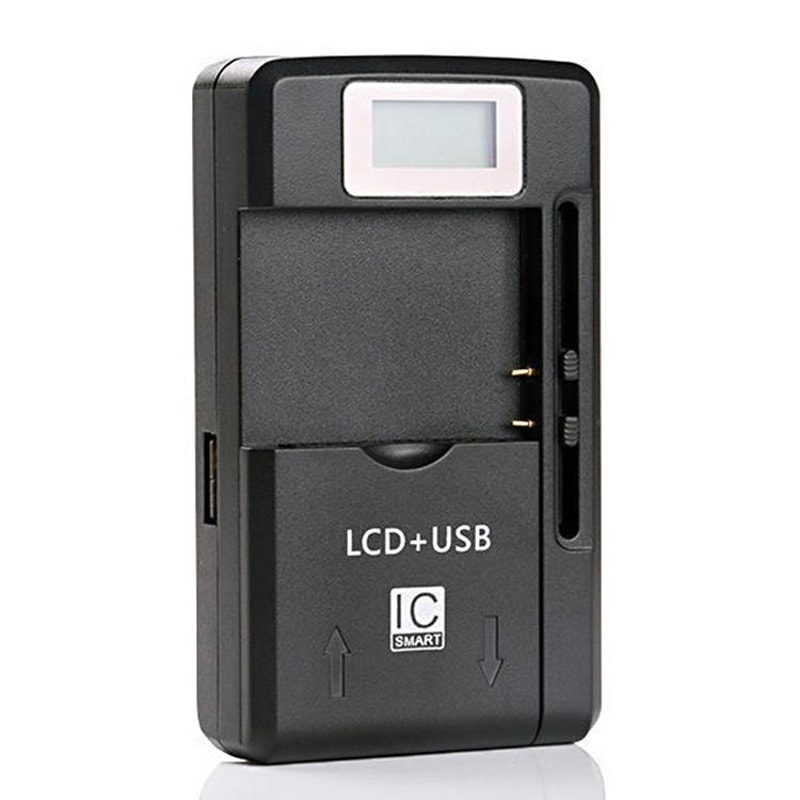 Smart Universal Phone Battery Charger with LCD Display & USB Output for Li ion Batteries