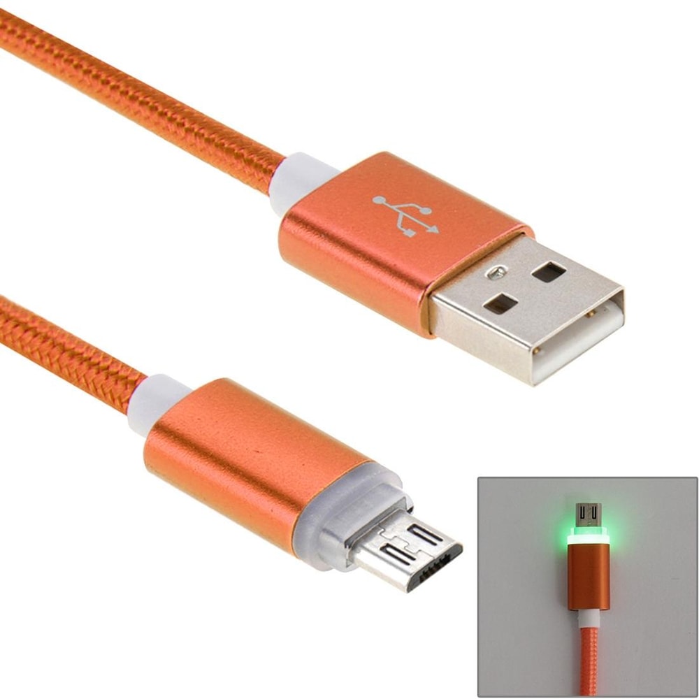 Braided Micro USB Cable with LED Indicator for Fast Charging and Data Sync