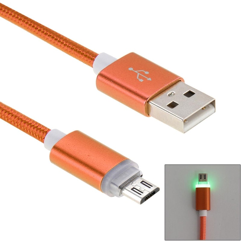 Braided Micro USB Cable with LED Indicator for Fast Charging and Data Sync