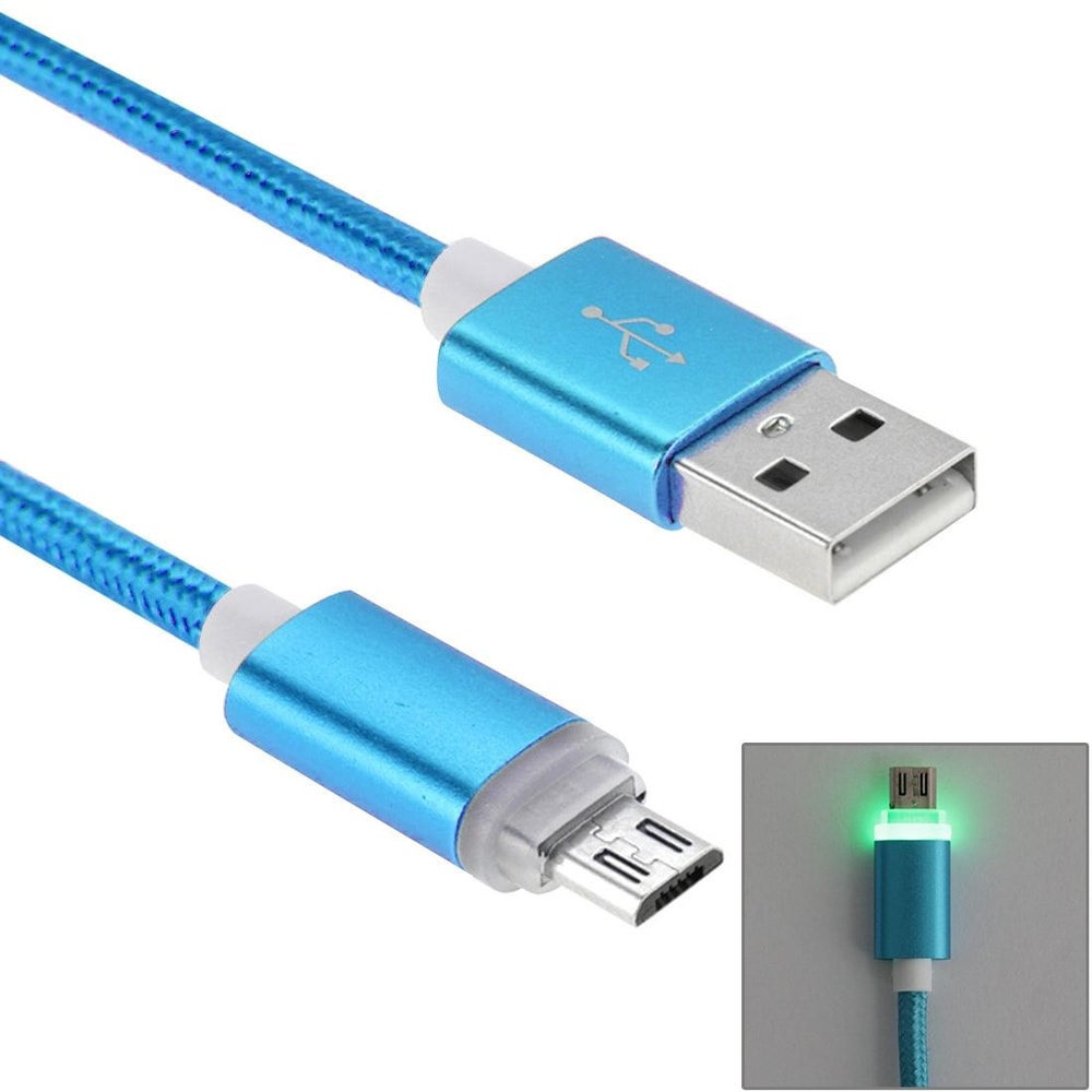 Braided Micro USB Cable with LED Indicator for Fast Charging and Data Sync