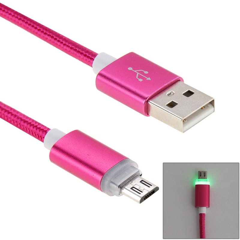 Braided Micro USB Cable with LED Indicator for Fast Charging and Data Sync