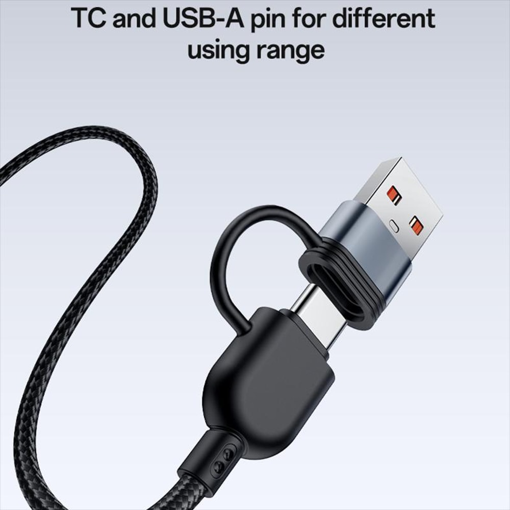 4 in 1 Fast Charging Cable for USB, Type C & Micro USB