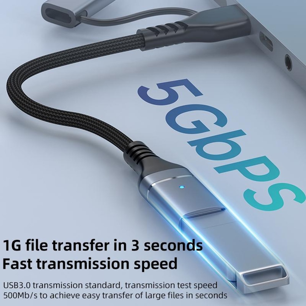2 in1 Type C OTG Adapter & 8 Pin to USB 3.0 Hub for Fast Data Transfer