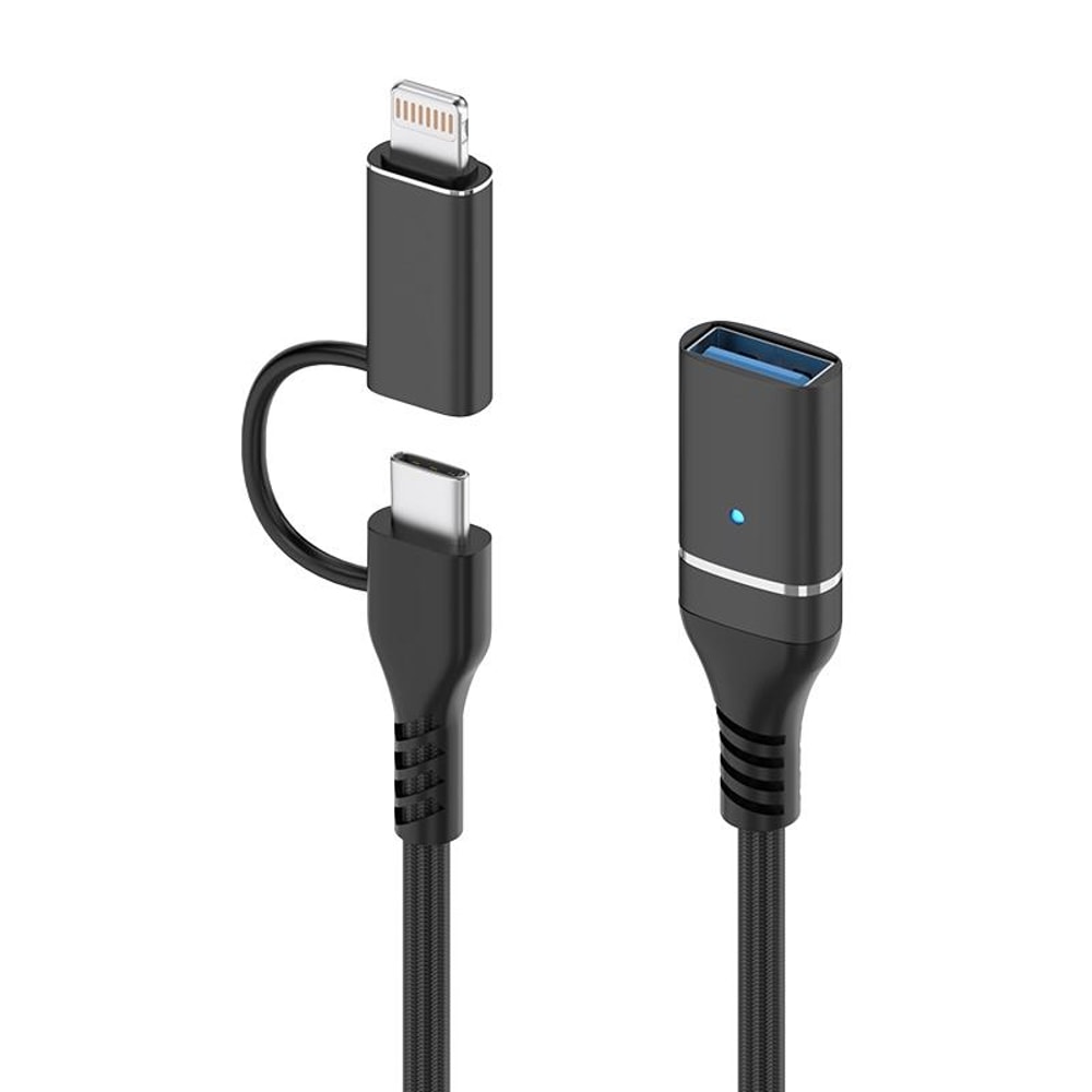 2 in1 Type C OTG Adapter & 8 Pin to USB 3.0 Hub for Fast Data Transfer
