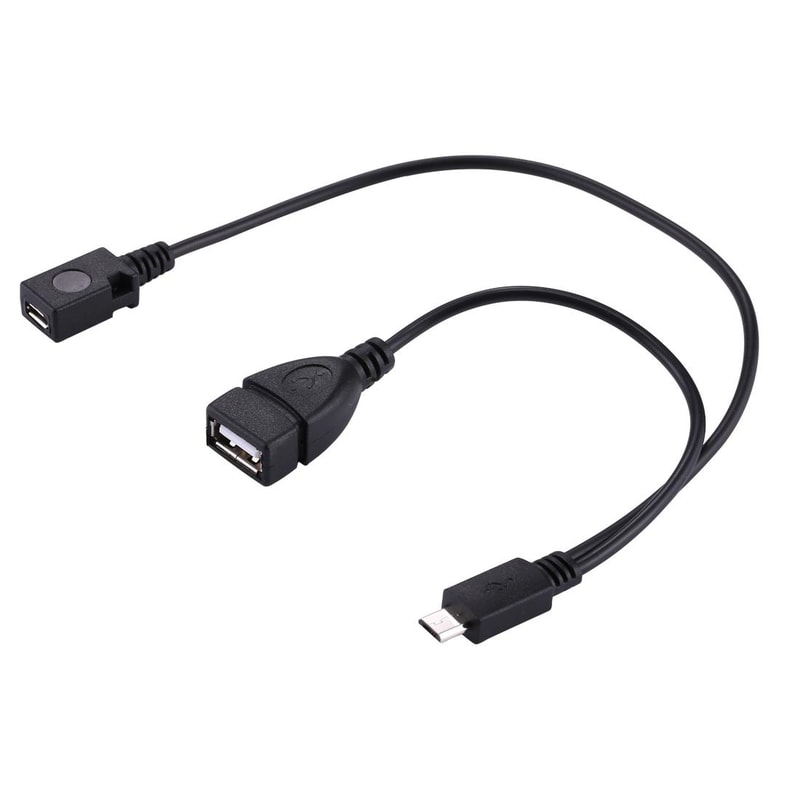 USB 2.0 Micro B Y Splitter OTG & Data Transfer Cable