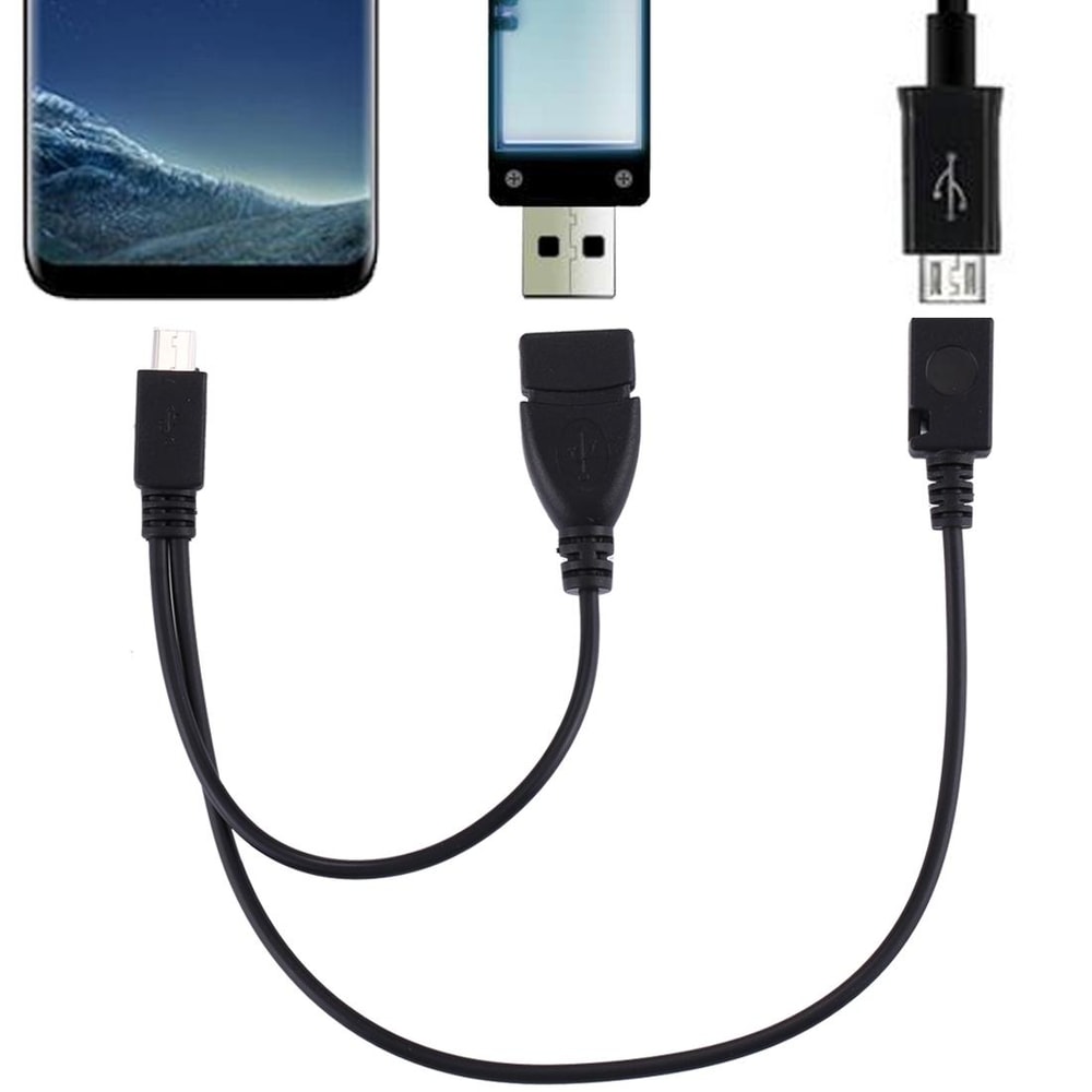 USB 2.0 Micro B Y Splitter OTG & Data Transfer Cable