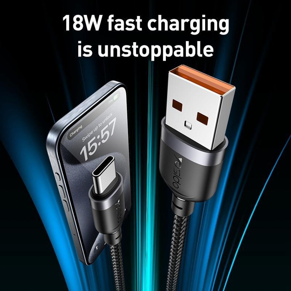 3A USB to Type C Fast Charging Cable Durable & High Speed