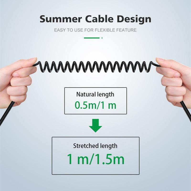 Premium USB C to 3.5mm Angled Spring Audio Cable Car Audio Adapter