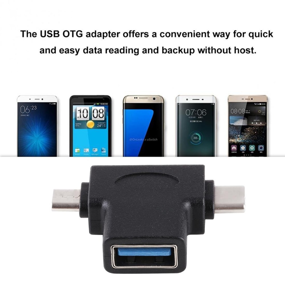 Premium Multi Device USB OTG Adapter USB C to USB 3.0 + Micro USB