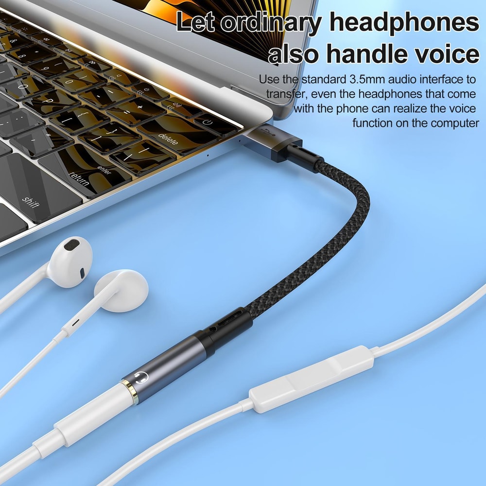 Premium USB to 3.5mm Audio Adapter Cable Plug & Play