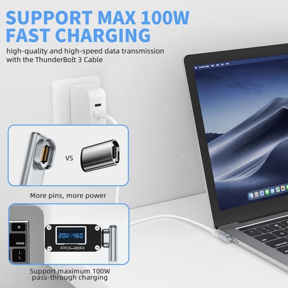 Magnetic 100W USB C Fast Charging Adapter Right Angle Connector for USB C Devices