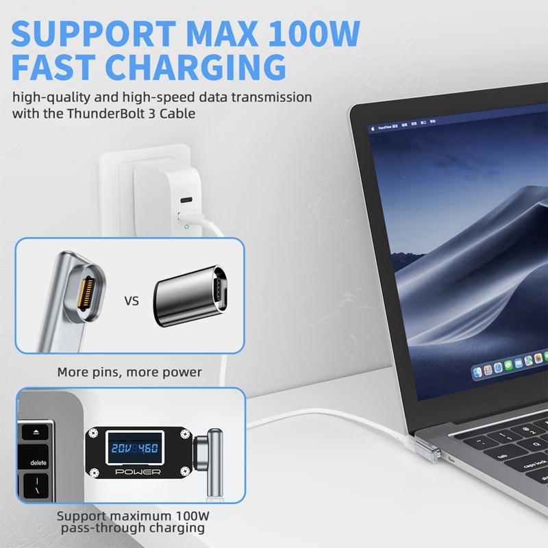 Magnetic 100W USB C Fast Charging Adapter Right Angle Connector for USB C Devices