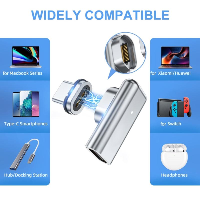 Magnetic 100W USB C Fast Charging Adapter Right Angle Connector for USB C Devices