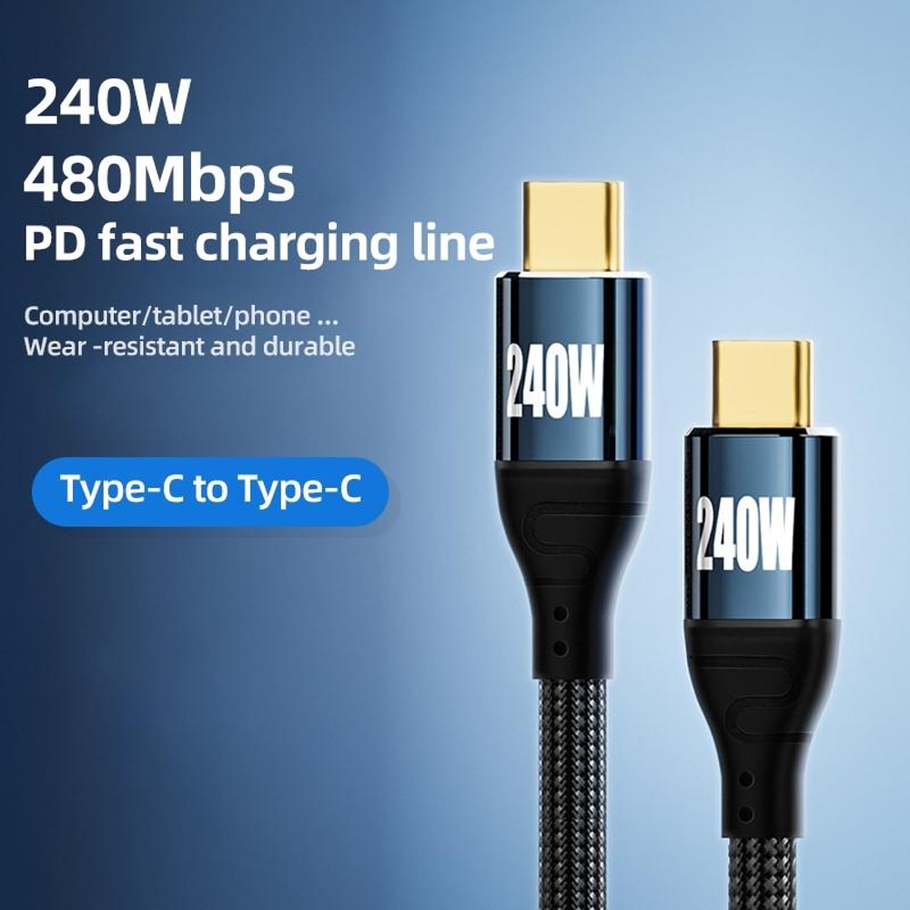 240W Fast Charging Type C To Type C Data Cable PD 31 Nylon Braided 1