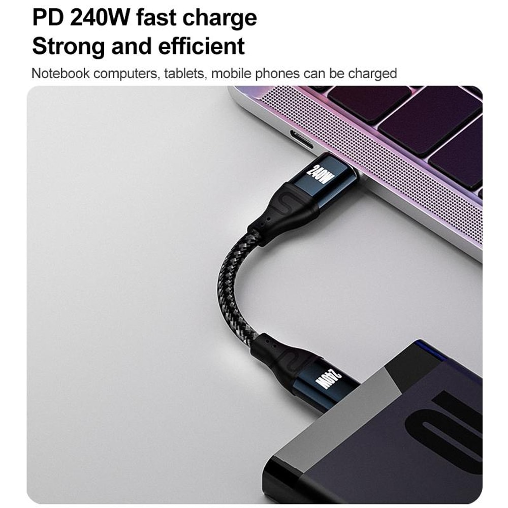 240W Fast Charging Type C To Type C Data Cable PD 31 Nylon Braided 2