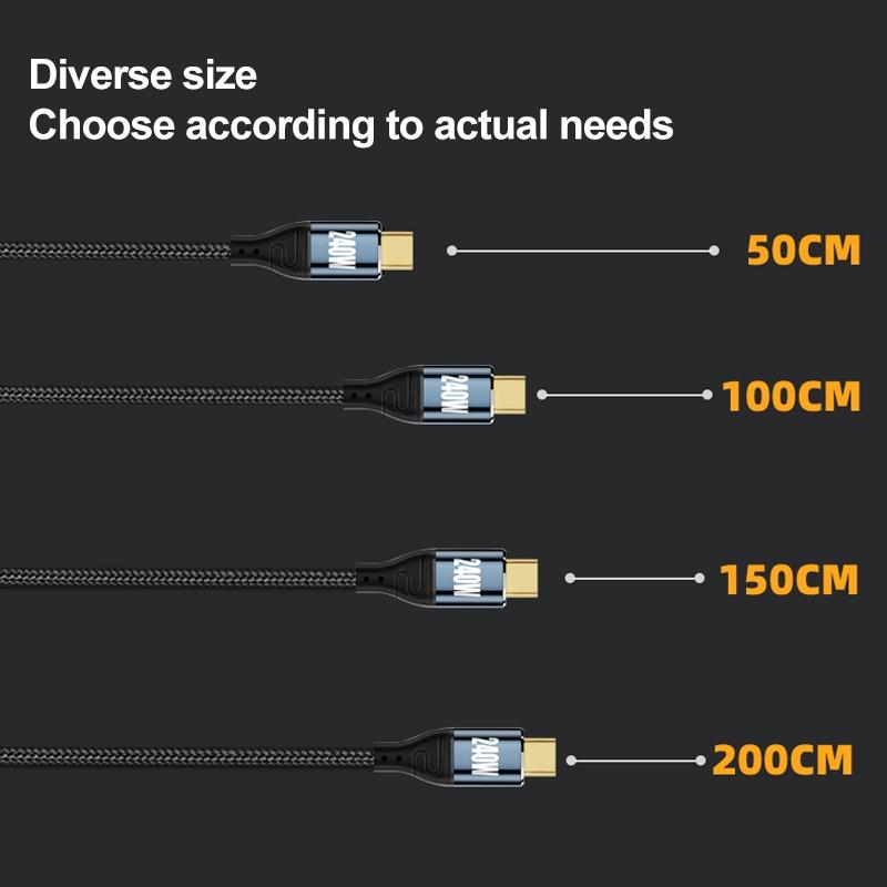 240W Fast Charging Type C To Type C Data Cable PD 31 Nylon Braided 7