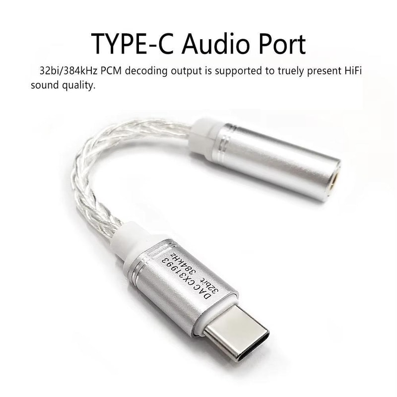 Premium Type C to 3.5mm DAC Cable Hi-Fi Silver Plated Audio Converter