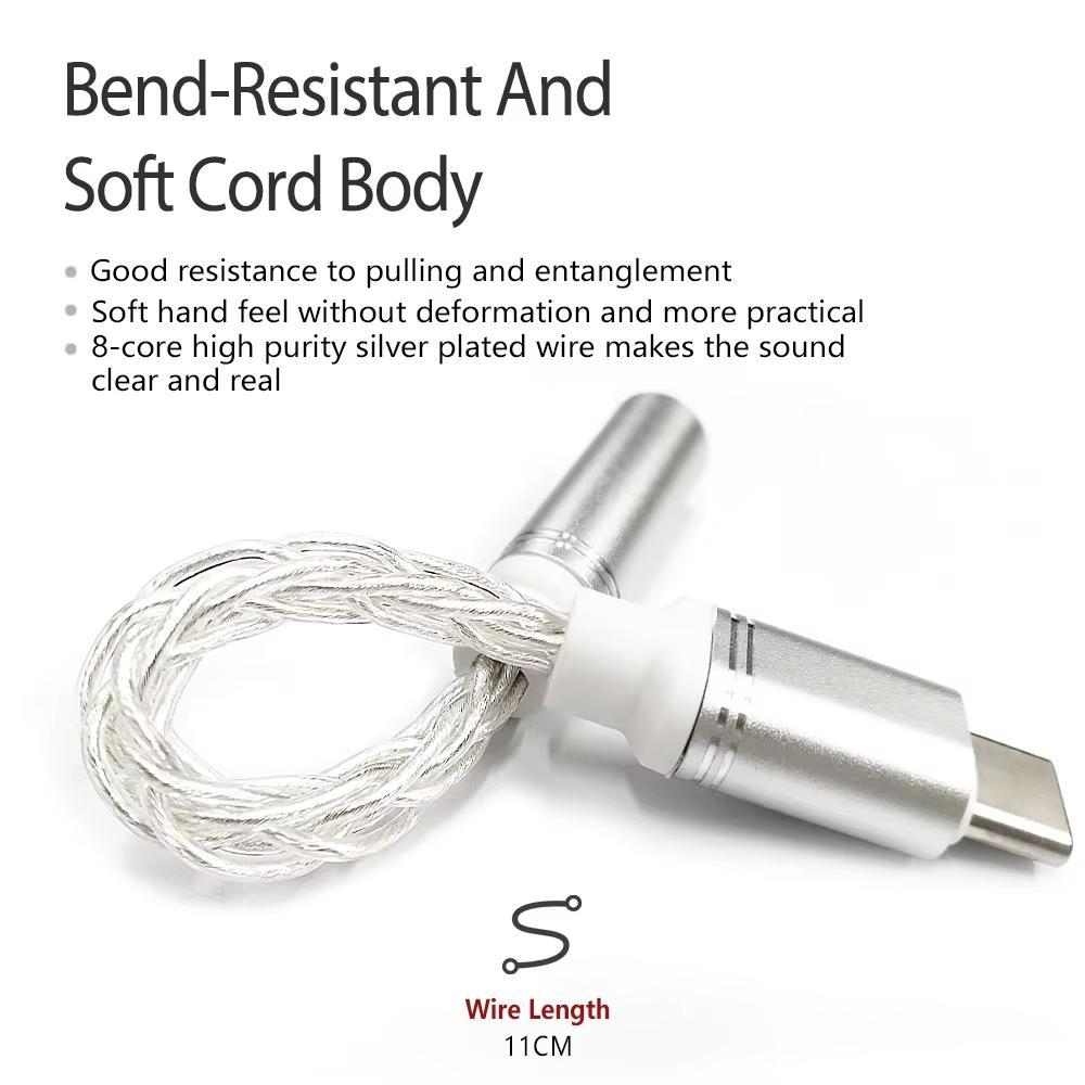 Premium Type C to 3.5mm DAC Cable Hi-Fi Silver Plated Audio Converter