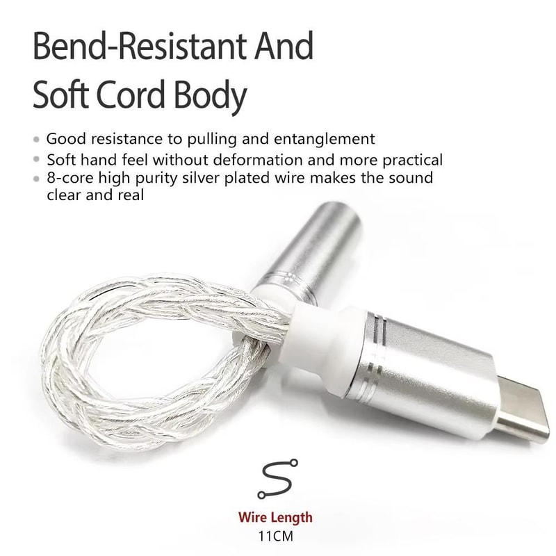 Premium Type C to 3.5mm DAC Cable Hi-Fi Silver Plated Audio Converter