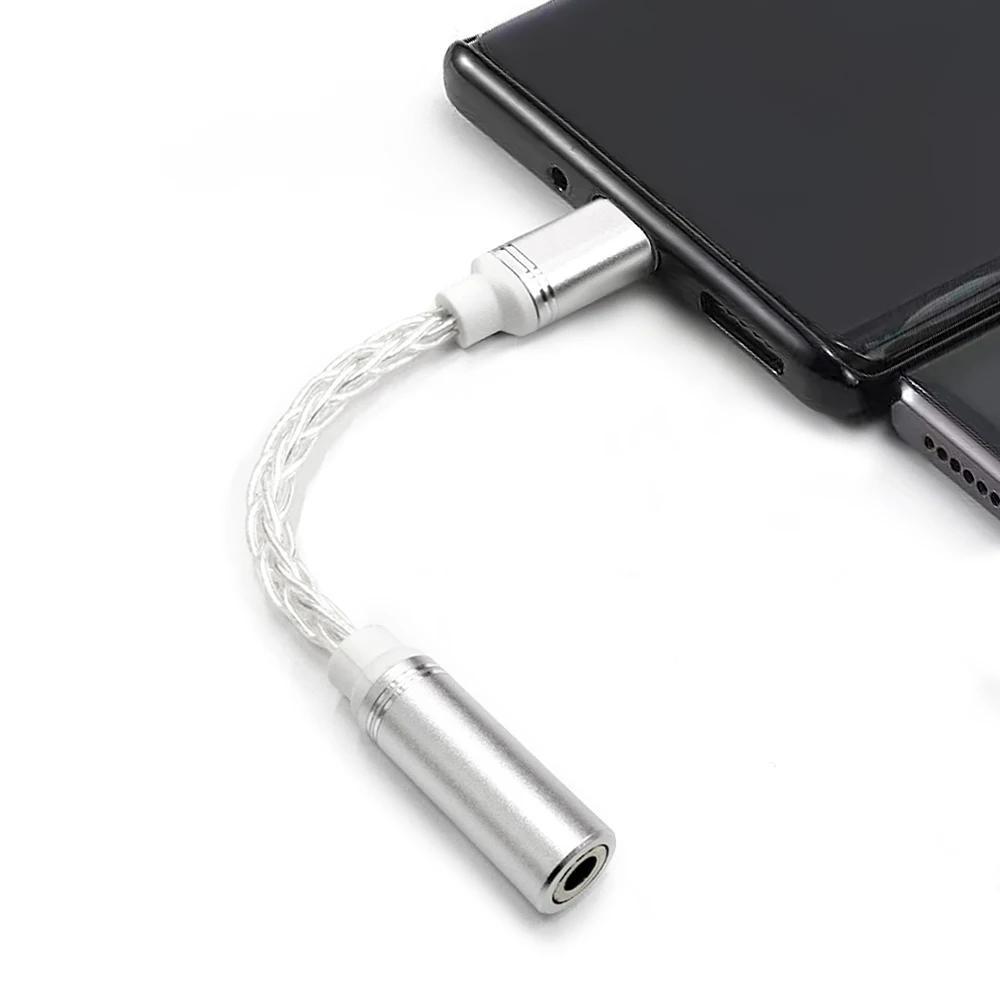 Premium Type C to 3.5mm DAC Cable Hi-Fi Silver Plated Audio Converter