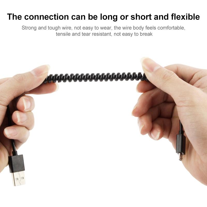Compact Coiled Micro USB Data Sync Charger Cable Durable Travel Cord 2