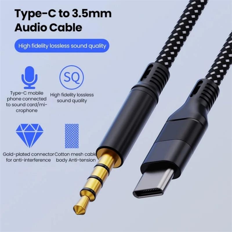 JS 101 USB C Audio Cable Type C to 3.5mm HiFi Braided AUX Cord