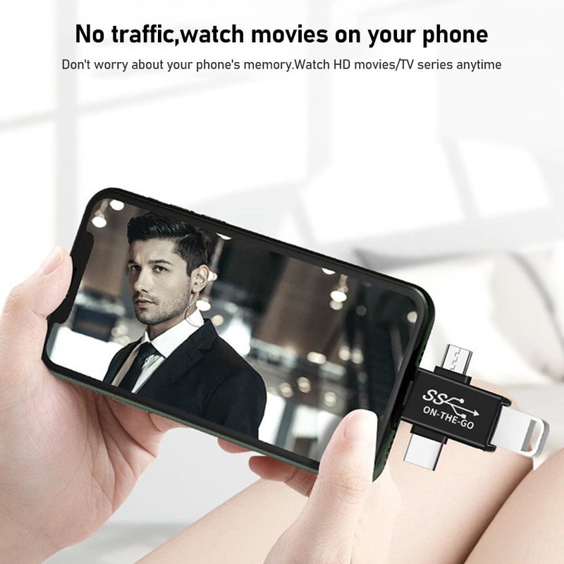 3 In 1 USB OTG Adapter For Lightning Micro USB Type C Devices 5