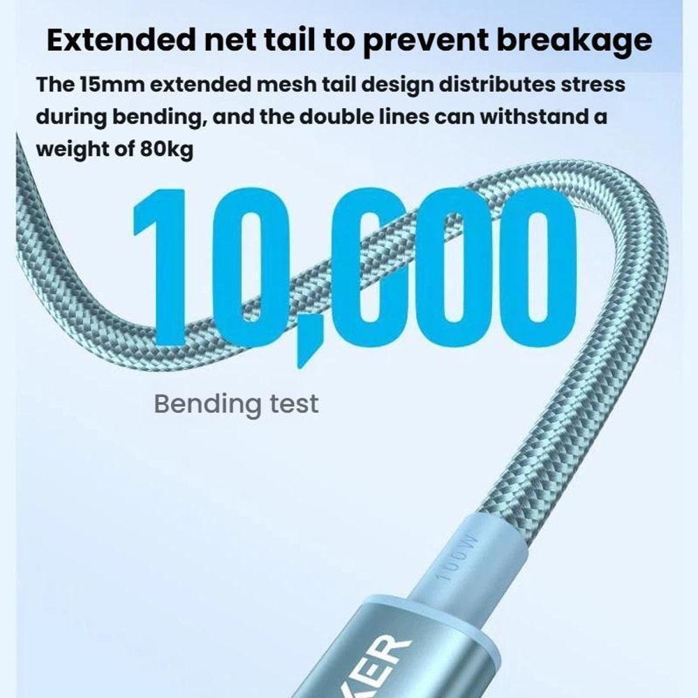 Anker Braided Nylon PD 100W Fast Charging Cable For Type C Devices 6