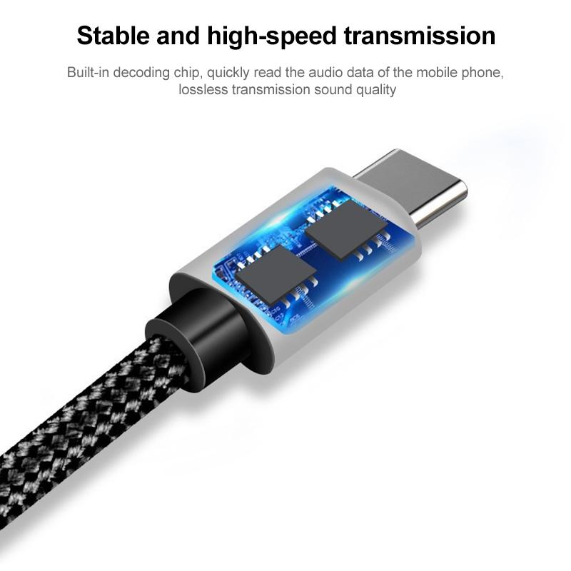 Premium Type C To 35mm Audio Cable Durable Nylon Braided Connector 10