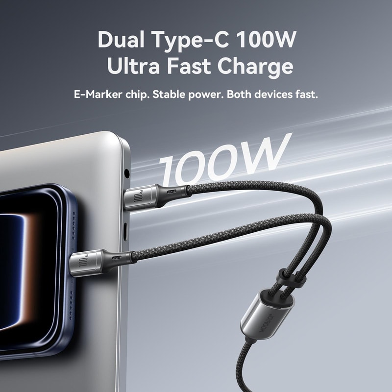 Joyroom RapidX Series 100W Dual USB C Fast Charging Cable with E Marker PD