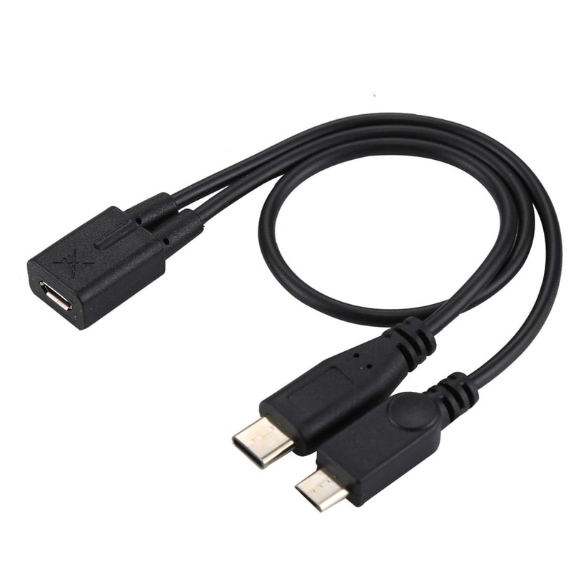 Micro USB Female to USB C Y Cable Adapter for Fast Charging Devices