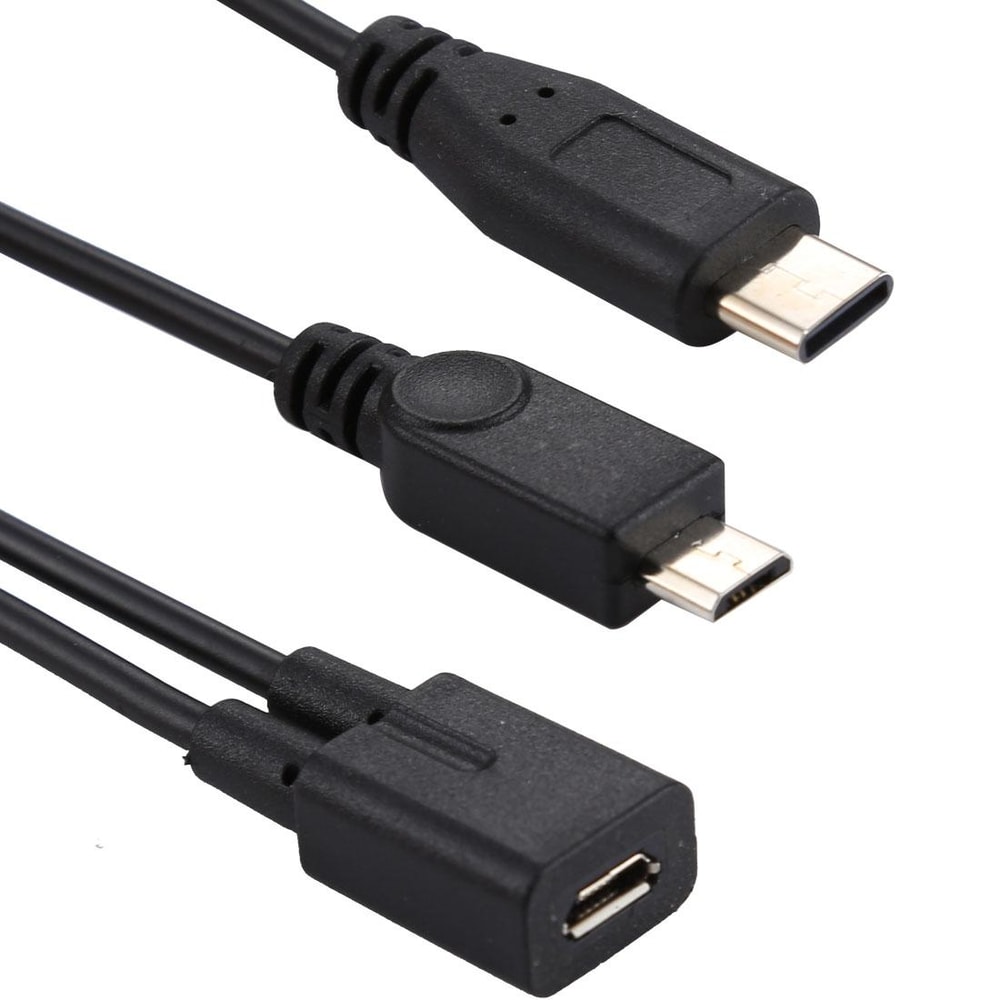 Micro USB Female to USB C Y Cable Adapter for Fast Charging Devices