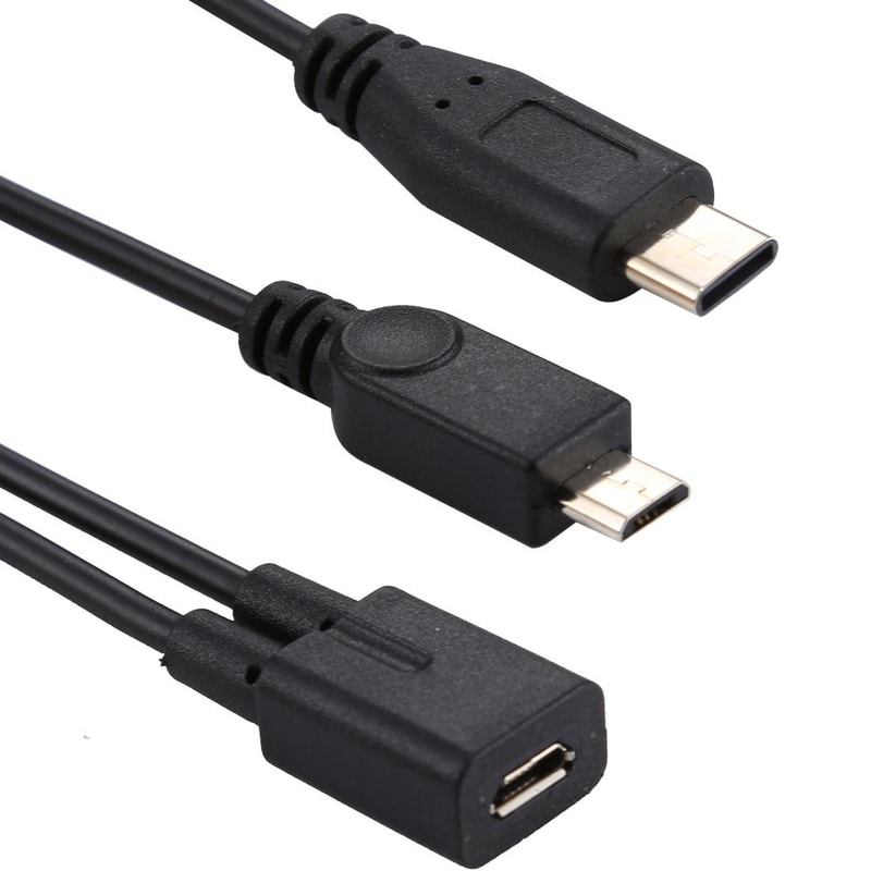 Micro USB Female to USB C Y Cable Adapter for Fast Charging Devices