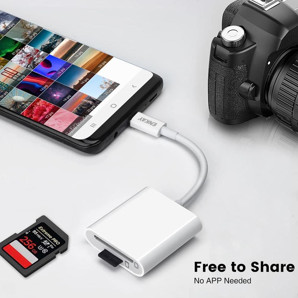 ENKAY USB C Card Reader Adapter Fast USB C to SD TF Memory Transfer