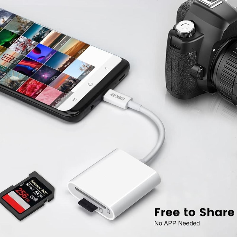 ENKAY USB C Card Reader Adapter Fast USB C to SD TF Memory Transfer