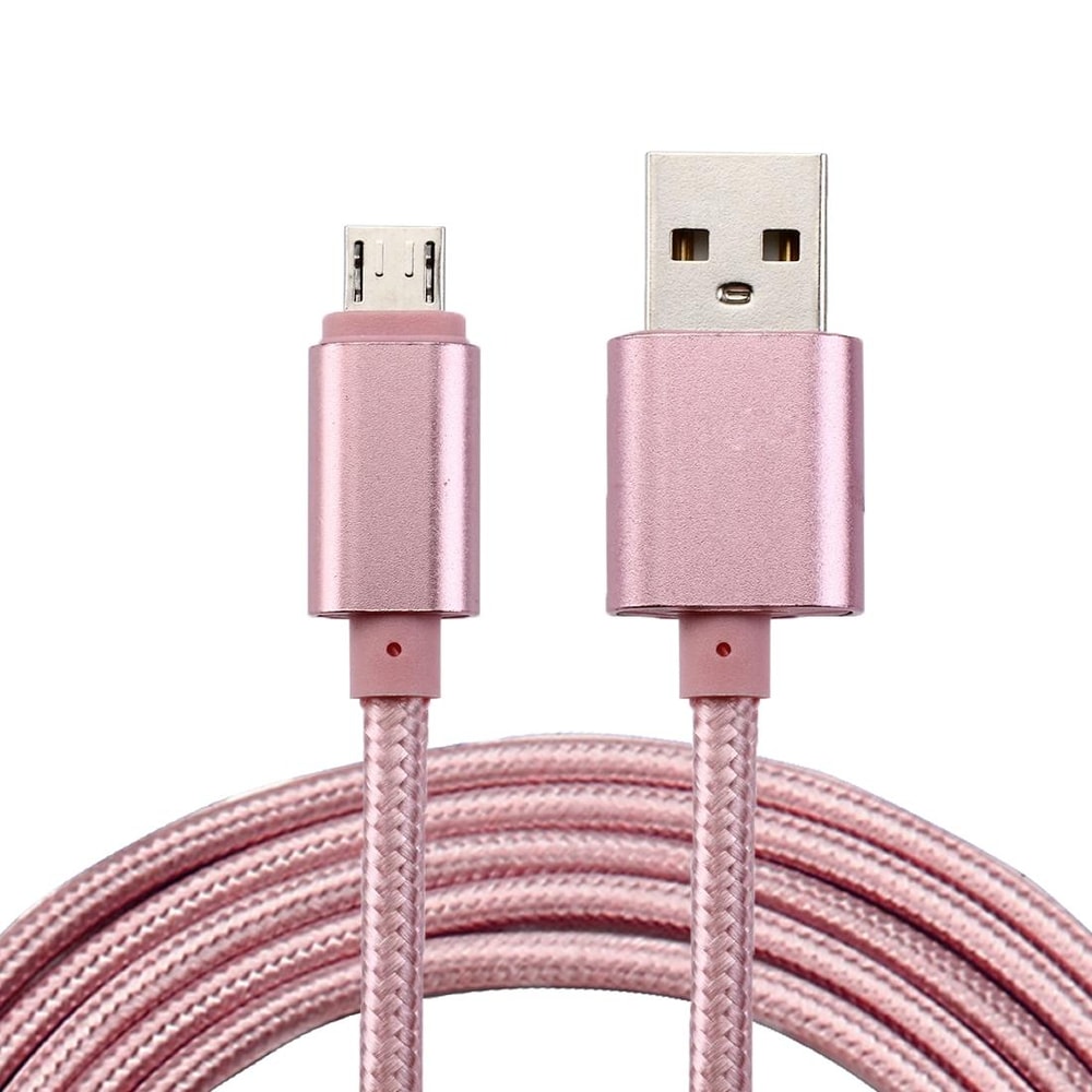 2m Braided Charger Cable Durable Woven Micro USB Data Power Lead 3