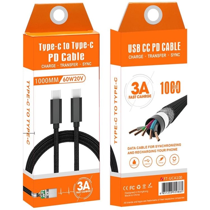 Premium 60W PD USB C To USB C Braided Fast Charging Cable 1