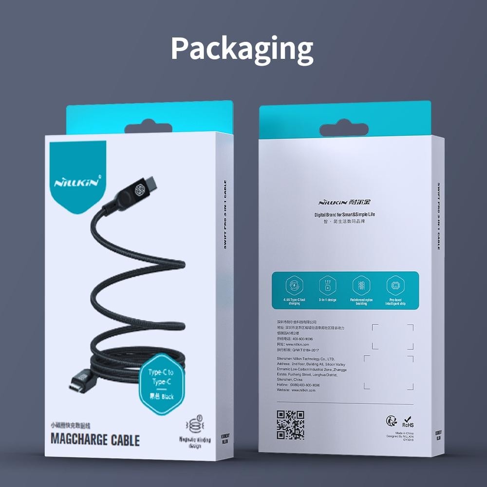 NILLKIN 100W USB C Fast Charging Magnetic Type C to Type C Cable