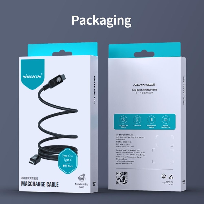 NILLKIN 100W USB C Fast Charging Magnetic Type C to Type C Cable