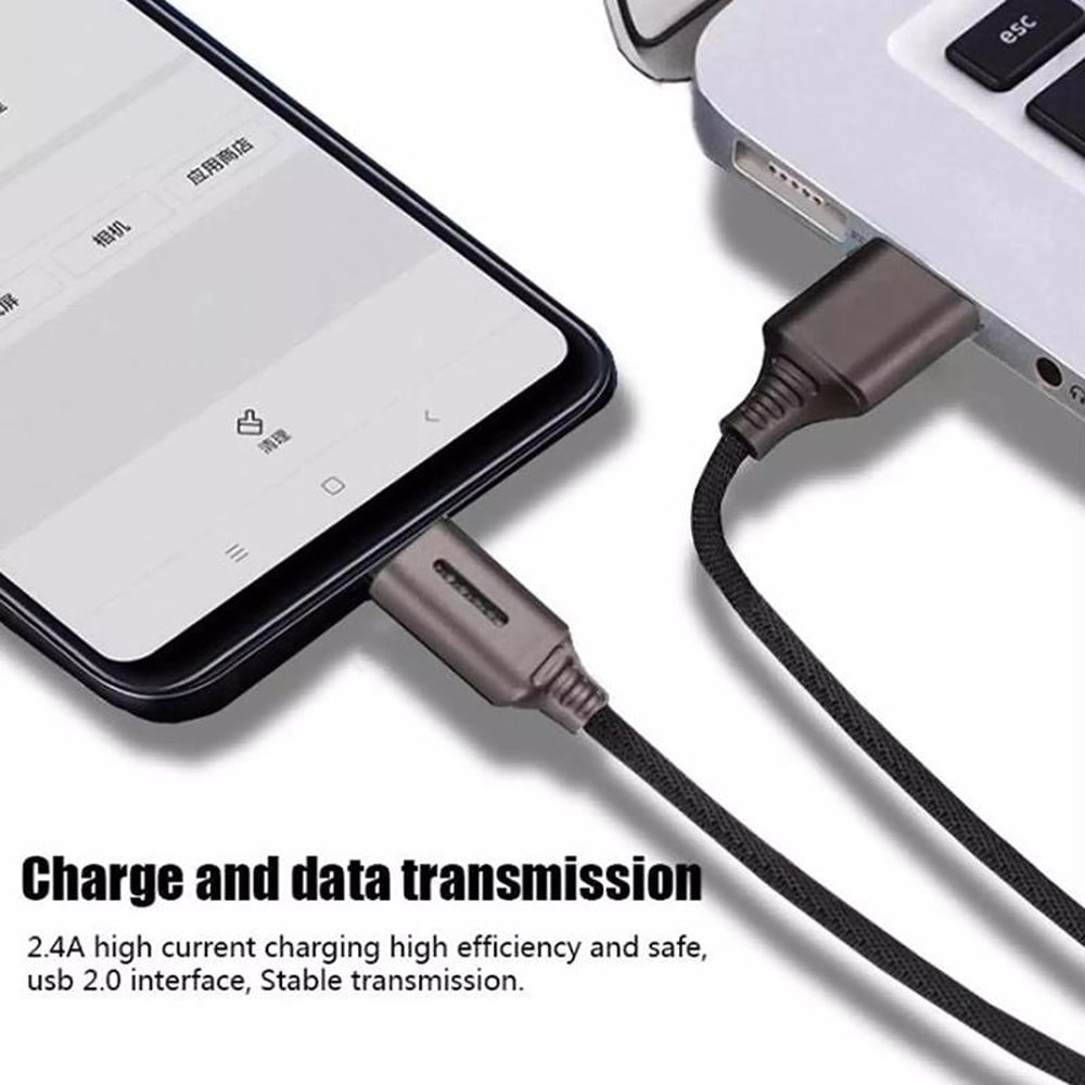 USB C Charging Cable with Automatic Power Off & Durable Zinc Alloy Type C Data Cable
