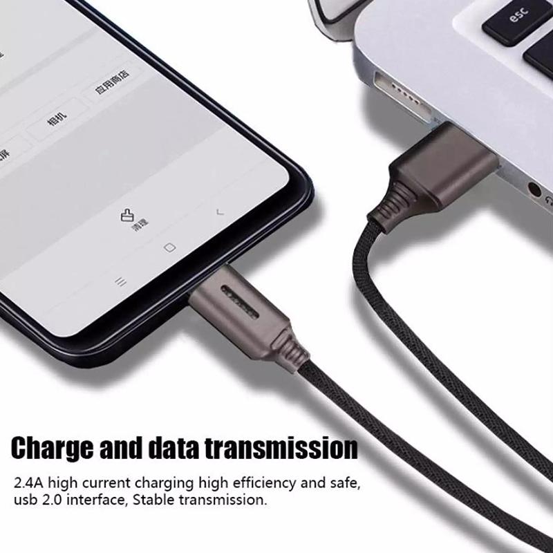USB C Charging Cable with Automatic Power Off & Durable Zinc Alloy Type C Data Cable