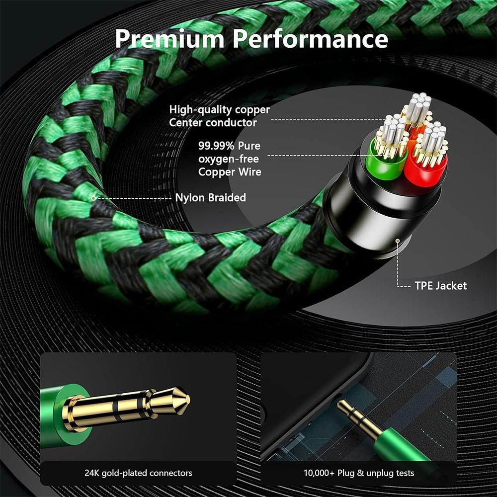 Premium 3.5mm Audio Adapter Cable Dual Audio & Microphone Splitter