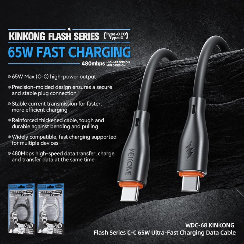 WK WDC 68 Kinkong Flash 65W Fast Charging Type C Cable 4