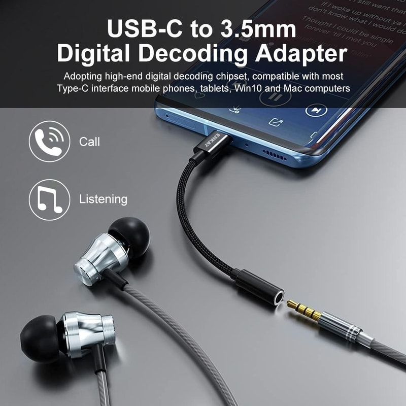 ENKAY USB C to 3.5mm Aux Adapter with Digital Audio & Durable Nylon Braided Cable
