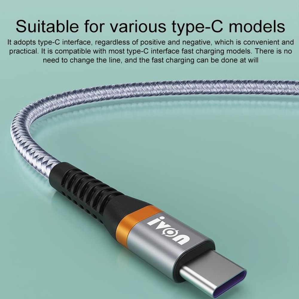 Premium Braided USB C 5A Fast Charging Cable Durable Type C Charging Lead 2