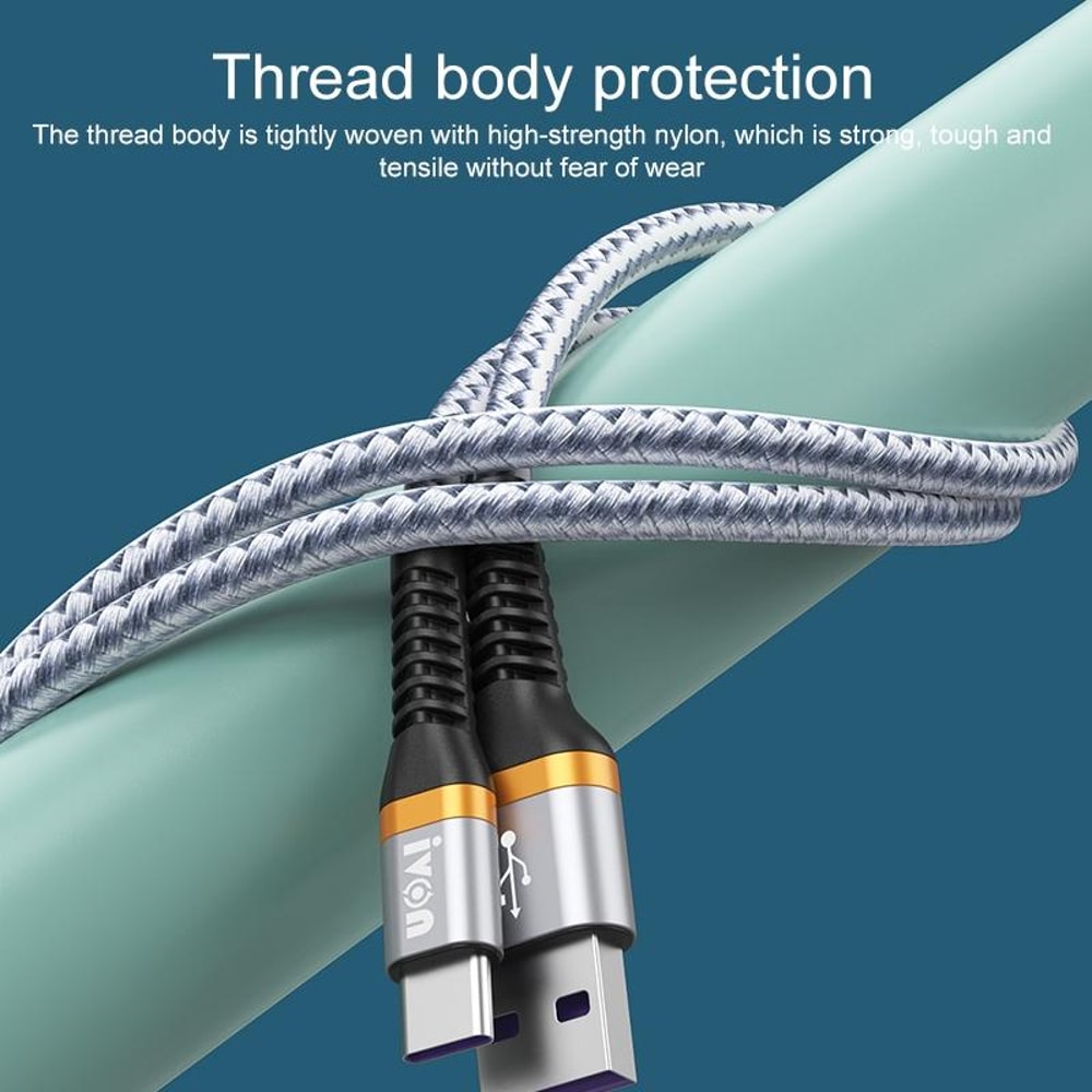 Premium Braided USB C 5A Fast Charging Cable Durable Type C Charging Lead 4