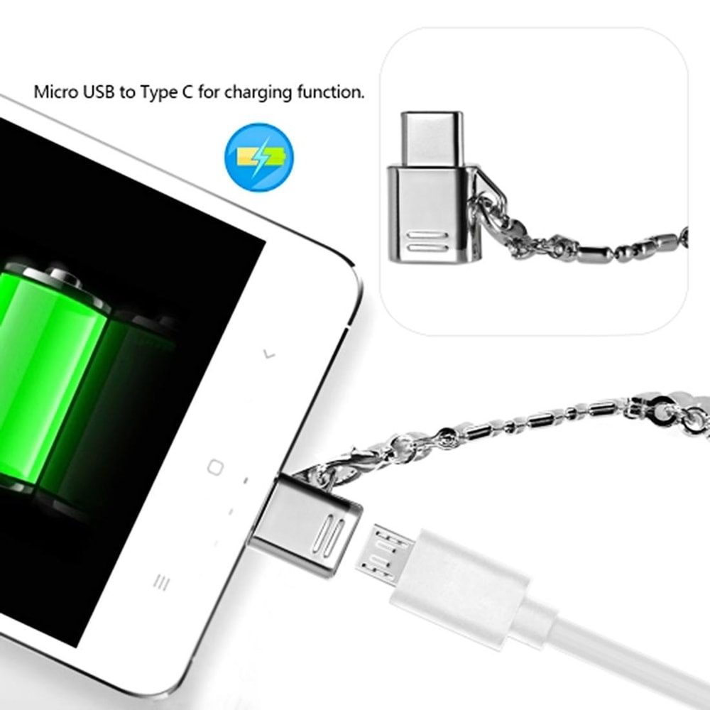Micro USB & USB 2.0 to USB C Adapter Durable Metal Connector