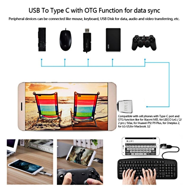 Micro USB & USB 2.0 to USB C Adapter Durable Metal Connector